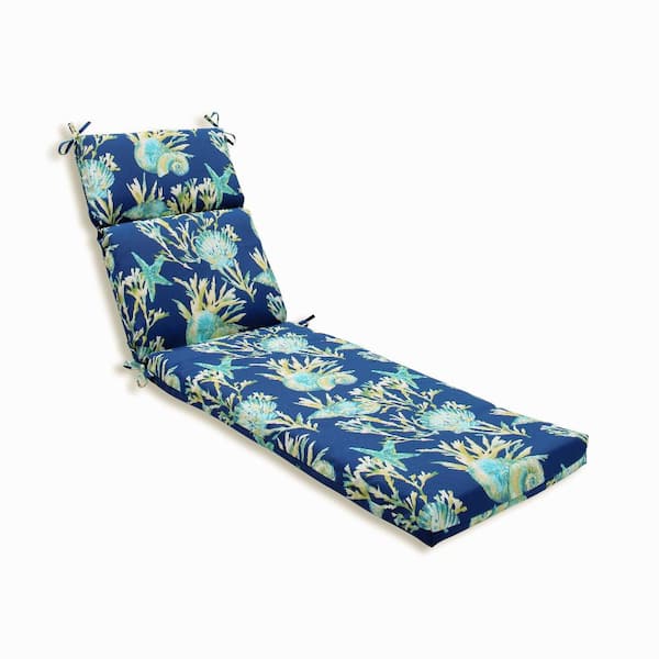 Pillow Perfect Tropical 21 x 28.5 Outdoor Chaise Lounge Cushion in Blue/Green Daytrip