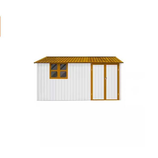 10 ft. W x 12 ft. D Metal Outdoor Garden Storage Shed with Window Yellow+White (120 sq. ft. )