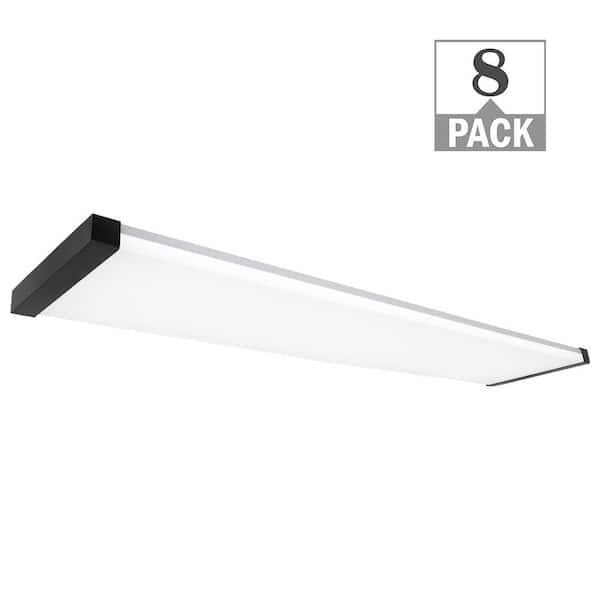 Commercial Electric 48 in. x 10 in. 4200 Lumens 46-Watt Adjustable CCT Modern LED Kitchen Light Panel 120V Matte Black End Caps (8-Pack)