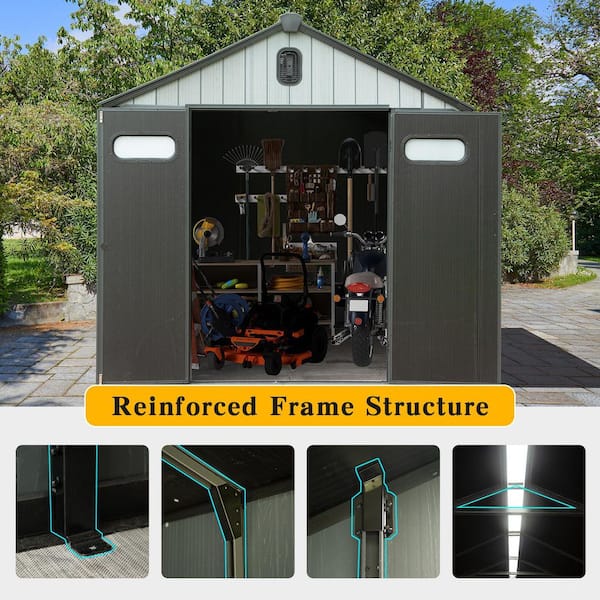 Zeus & Ruta 8 ft. W x 6 ft. D Resin Storage Shed with Lockable