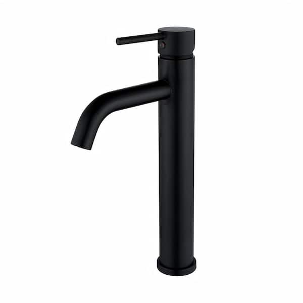 Modern Luxurious Single Handle Single Hole Bathroom Sink Faucet Bathroom Faucet with Handle in Matte Black