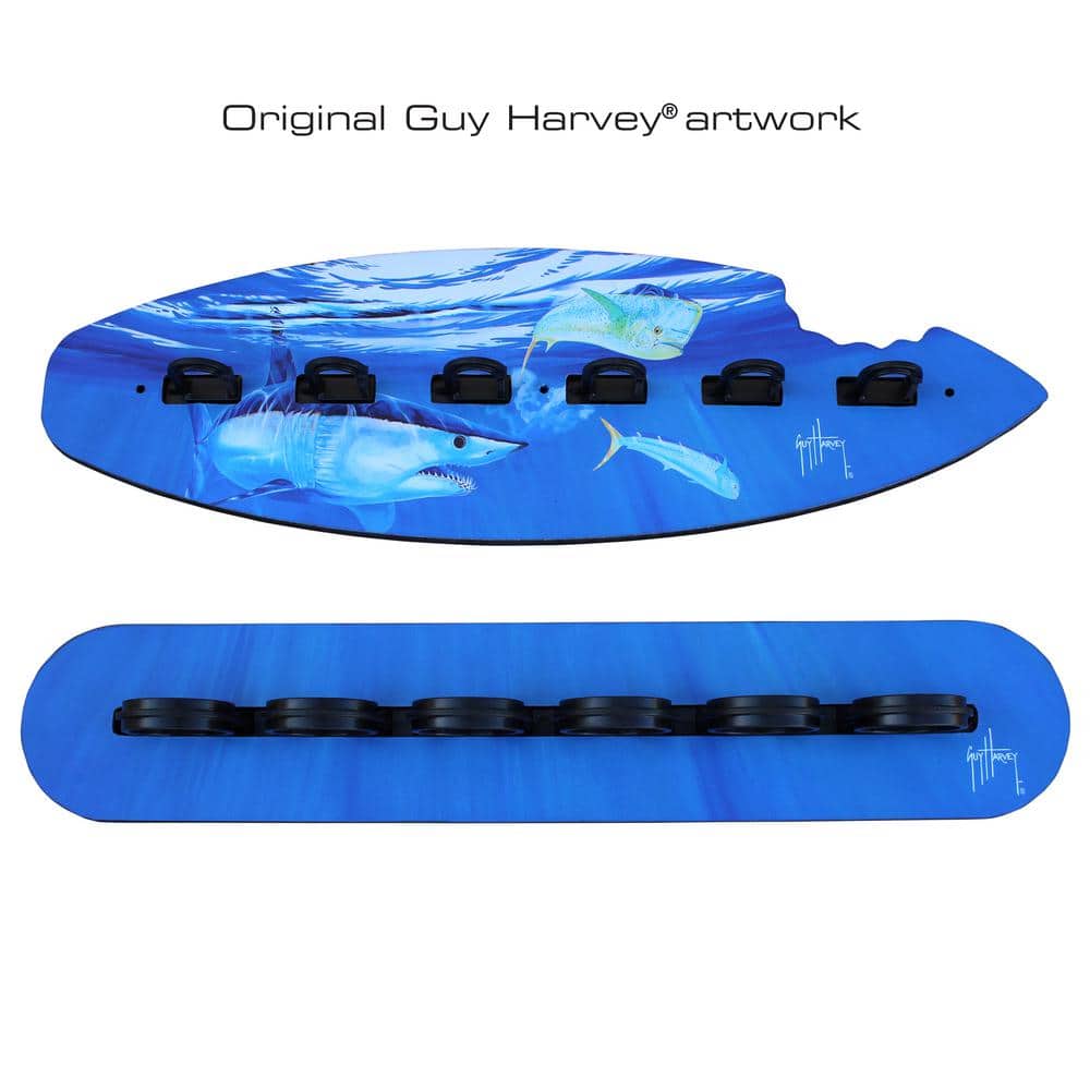 Blue Shark Bite Wall-mounted Fishing Rod Holder Rack