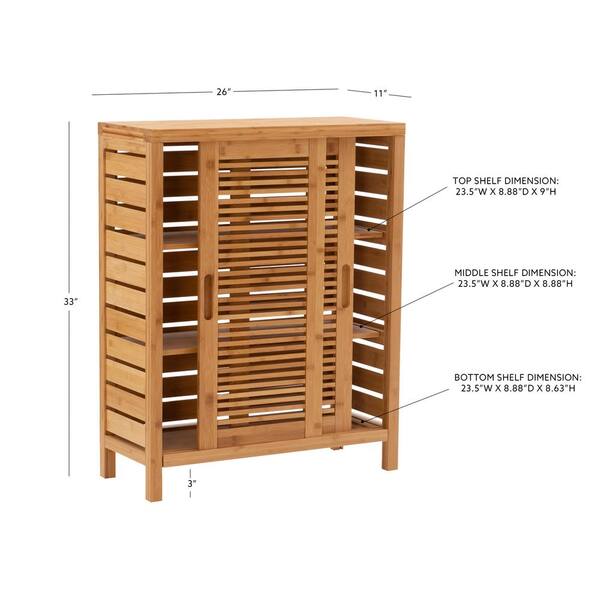 Linon Bracken 26-in x 33-in x 11-in Natural Bamboo Wood Freestanding Linen Cabinet
