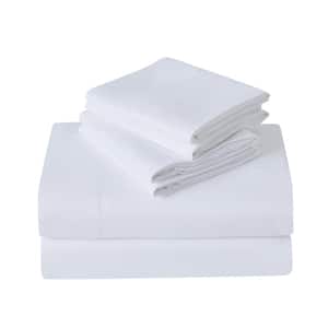 2000TC 6-Piece White Solid Cotton Blend King Sheet Set