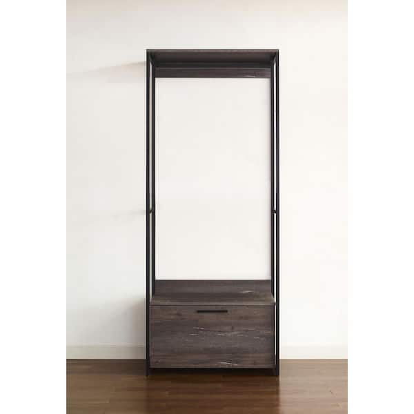 Klair Living Monica-F Monica 32 in. W Rustic Gray Wood Closet System Walk-in Closet with 1-Drawer - 3