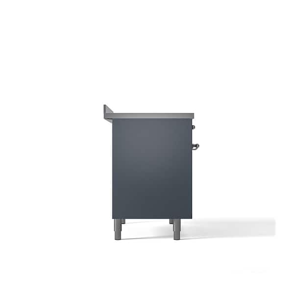 Nostalgie II 40 in. Induction Range with 6-Elements, Chrome Trim in Blue Grey