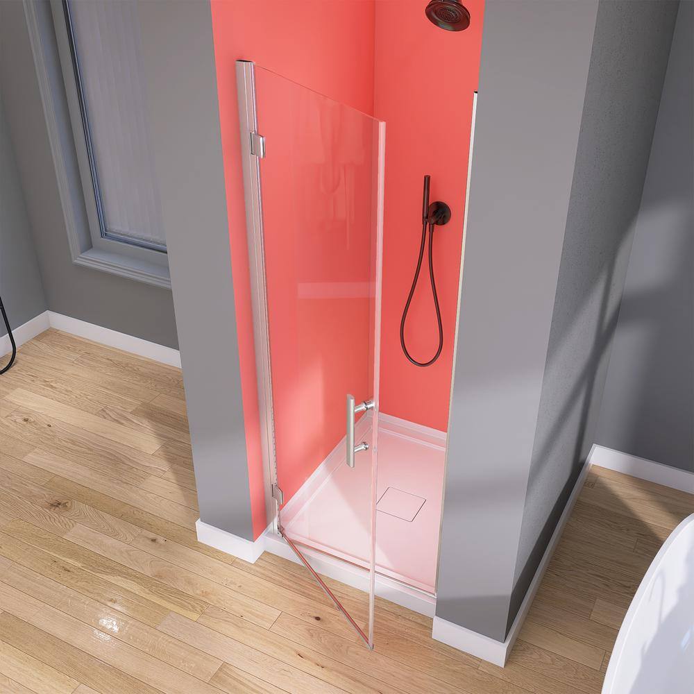 Matte Black 33'' Frameless Pivot Shower Door with Clear Glass