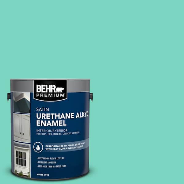 BEHR PREMIUM 1 gal. #P430-3 Green Parakeet Urethane Alkyd Satin Enamel Interior/Exterior Paint