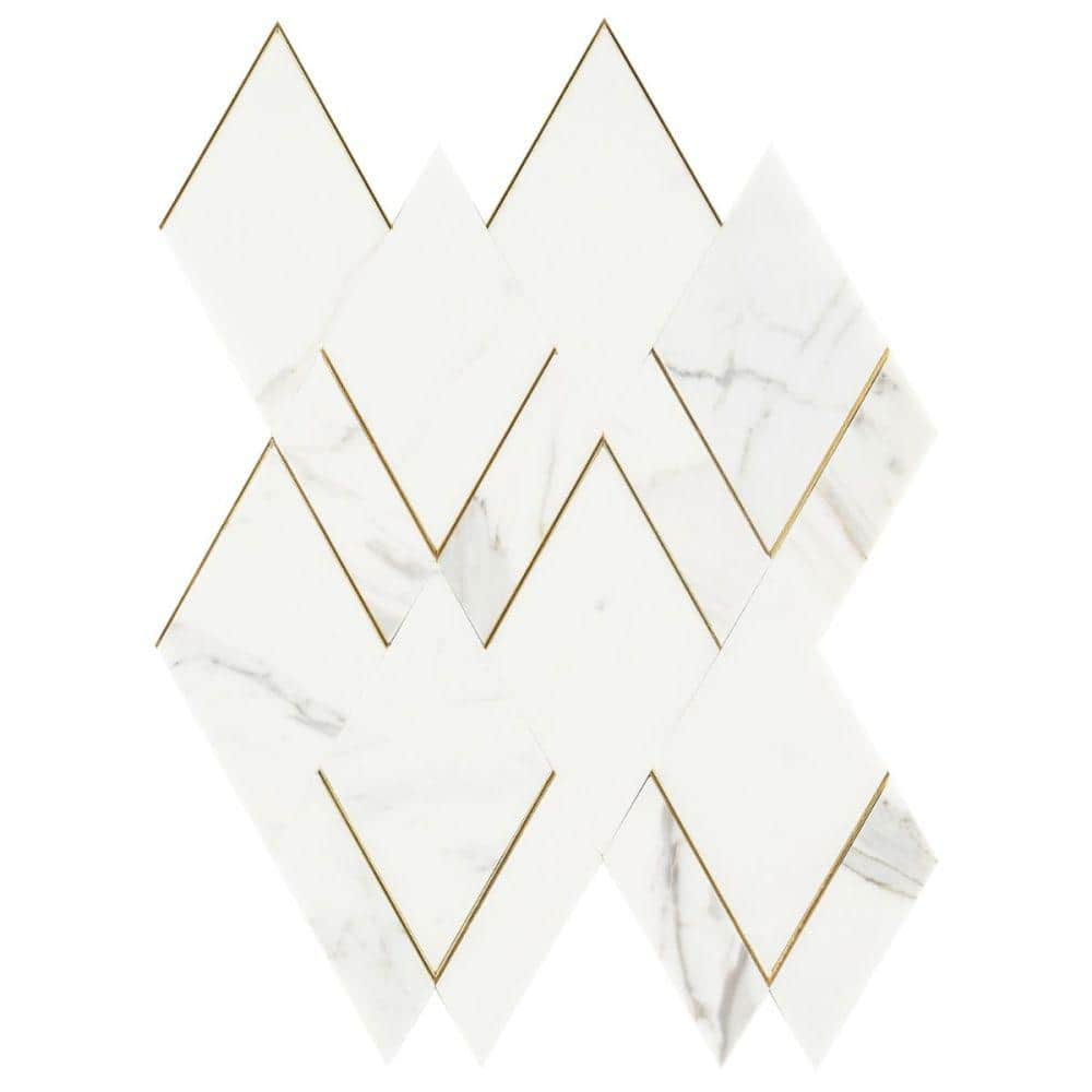 Ivy Hill Tile Mehko Calacatta 4 In. X 0.39 In. Polished Marble And ...