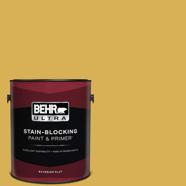 BEHR ULTRA 1 gal. #370D-6 Golden Cricket Flat Exterior Paint & Primer