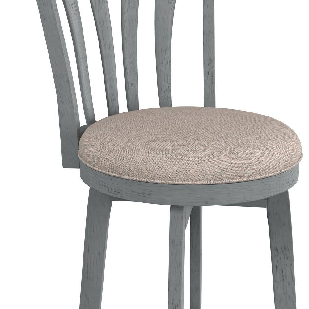 Savana 30" Blue Wirebrush Cream Swivel Wood Barstool