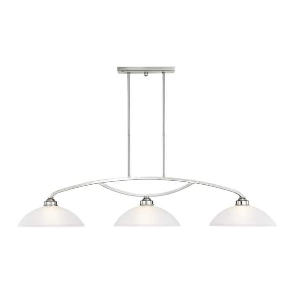 Stonecrest 3-Light Brushed Nickel Linear Chandelier with Satin Glass