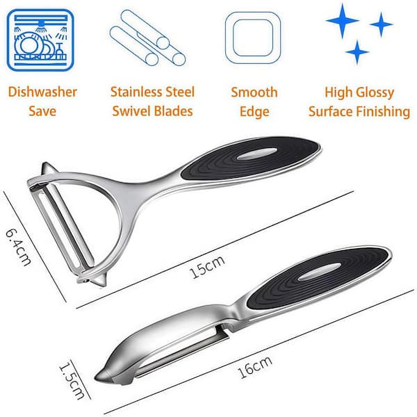 Stainless Steel Peelers with Y-Shaped and I-Shaped for Vegetable, Fruit, Carrot, Potato Peeling in Kitchen (2-Pack)