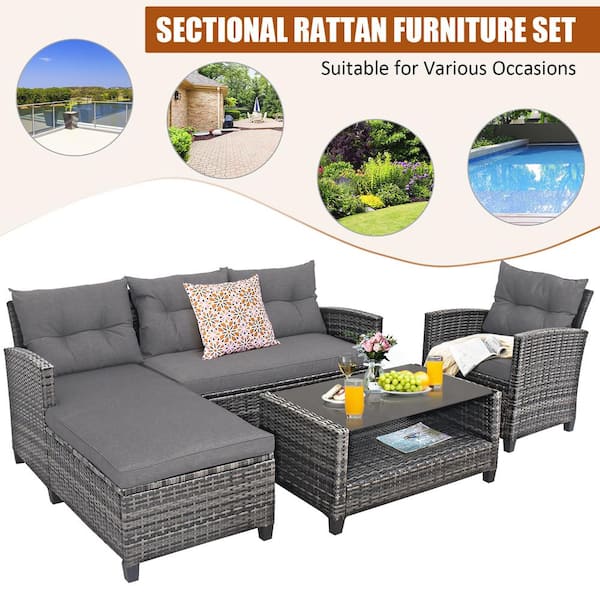 4 piece rattan on sale garden furniture b&m