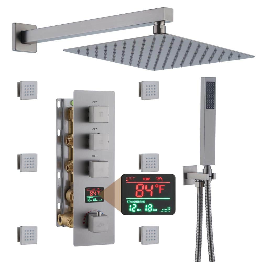 CASAINC 3 Function Digital Display Single Handle 1-Spray Shower Faucet ...