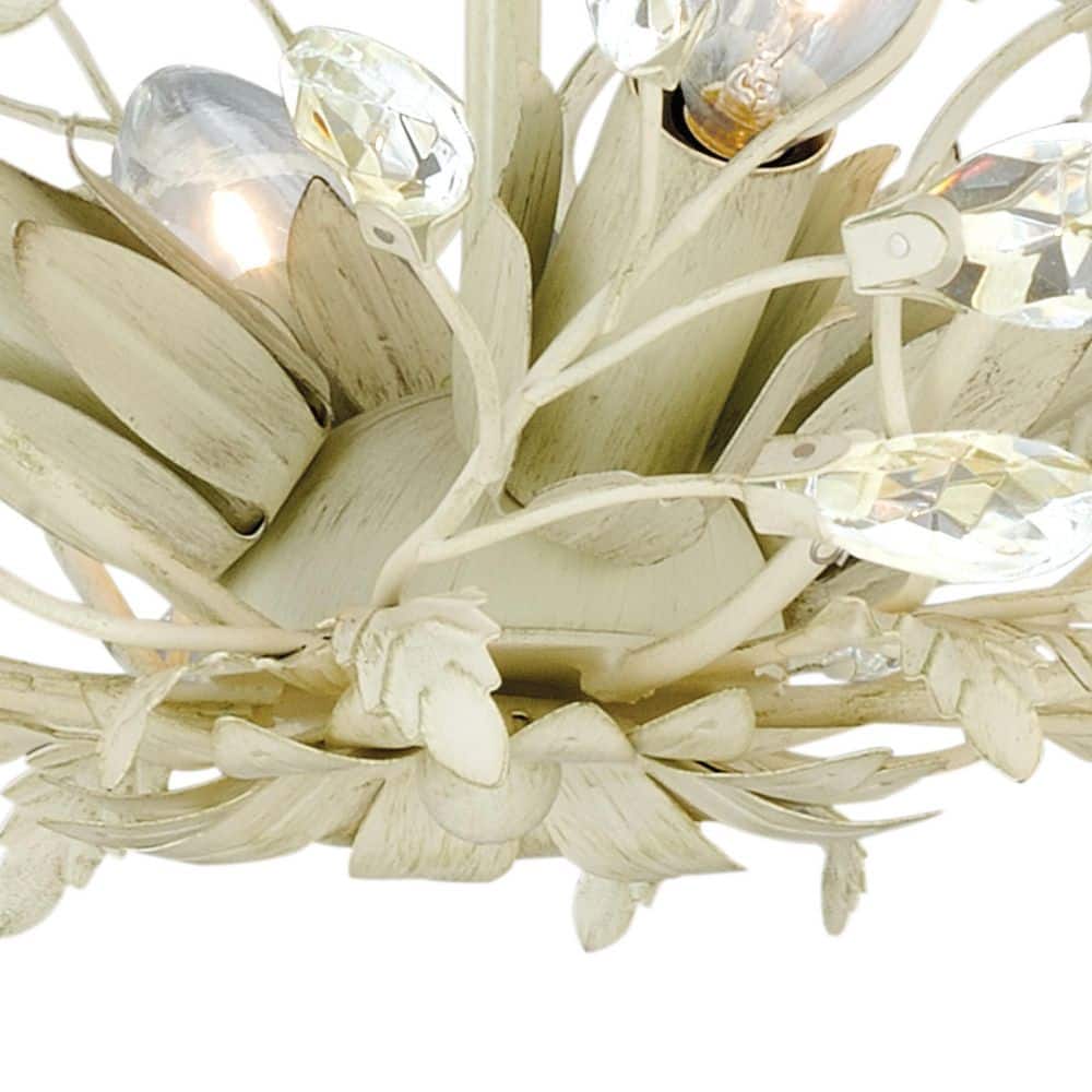 Jardin 19" French Cream Crystal Semi-Flush Mount Ceiling Light