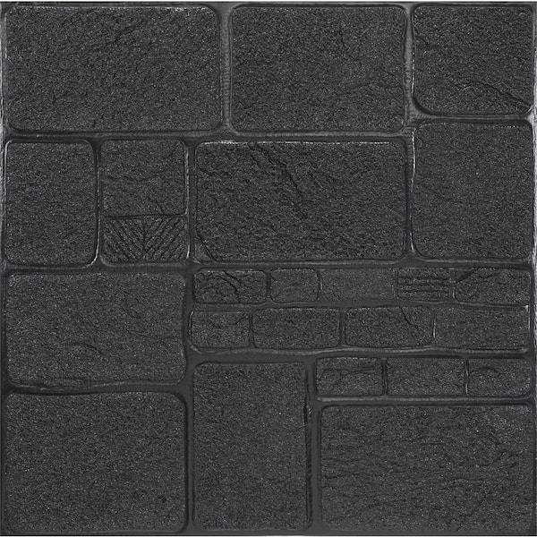 Dundee Deco Falkirk Jura II 28 in. x 28 in. Peel and Stick Charcoal Faux Bricks PE Foam Decorative Wall Paneling (10-Pack)