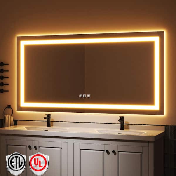 36 in. W x 72 in. H Wall-mounted Full-Length Mirror LED Light Dresser Mirror Full Body Mirror