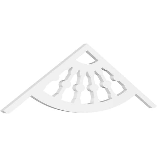 Ekena Millwork 1 in. x 48 in. x 14 in. (7/12) Pitch Classic Wagon Wheel Gable Pediment Architectural Grade PVC Moulding