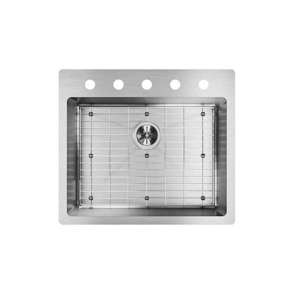 Crosstown 25 in. Drop-In/Undermount Single Bowl 18-Gauge Polished Satin Stainless Steel Kitchen Sink Kit w/ Accessories