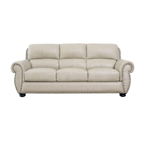 Devon Claire Aura 85 In W Round Arm Leather Straight Ivory White Sofa Rx 6234 Ivy 3 Devon Claire Aura 85 In W Round Arm, Round White Leather Sofa