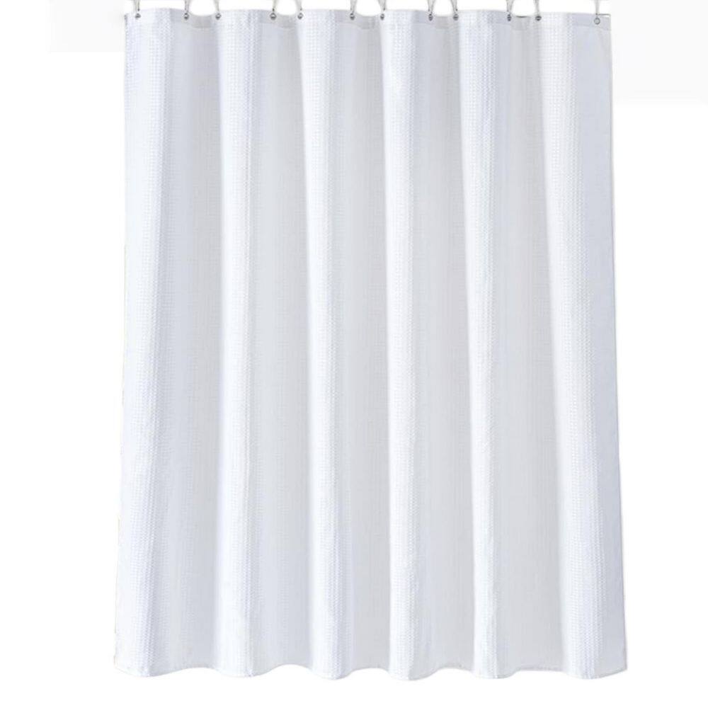Waffle Textured 72 in. W x 72 in. L Polyester Shower Curtain with 12 Plastic Hooks in White for Shower Bathroom price history on PriceWatchPro