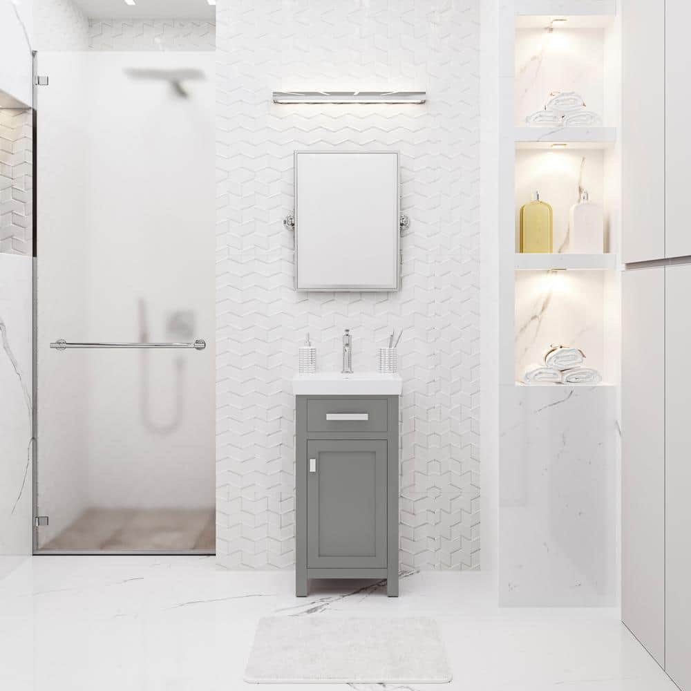 Mia 18 in. W x 13 in. D Bath Vanity in Cashmere Grey with Ceramics Vanity Top in White with White Basin and Faucet price history on PriceWatchPro
