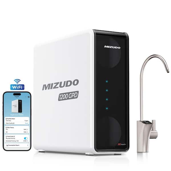 Megaflo WiFi 9-Stage Tankless Reverse Osmosis System, 1200 GPD Under Sink RO Water Filter with Faucet, NSF Certified