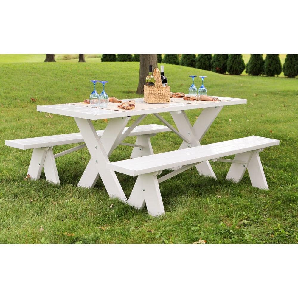 Dura-Trel 6 ft. White Vinyl Table with Unattached Plastic Outdoor