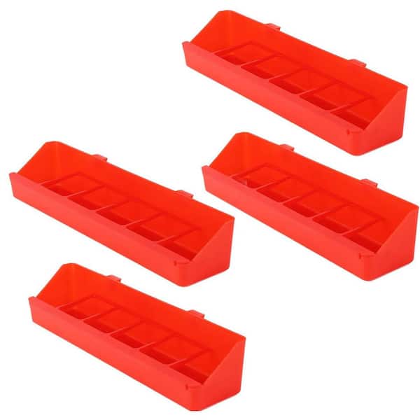 KIWDZFU No Mess Plastic 6 Slot Hanging Feeder Trough for Quail Duck Bird Poultry 4 Pack Equipment