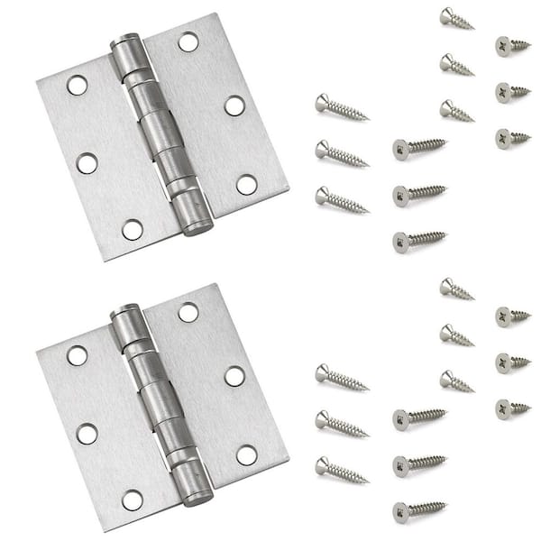 3-1/2 in. x 3-1/2 in. Brushed Nickel Full Mortise Ball Bearing Butt Hinge (2-Pack)