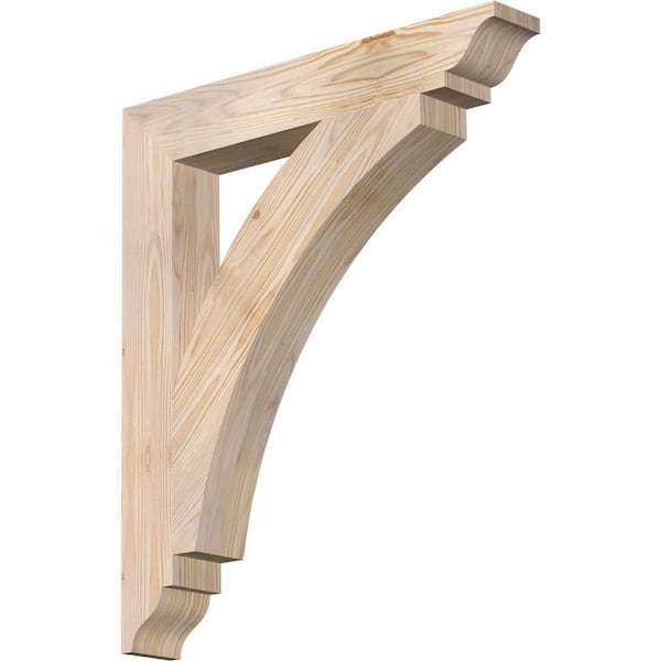 Ekena Millwork 3.5 in. x 28 in. x 24 in. Douglas Fir Thorton Traditional Smooth Bracket