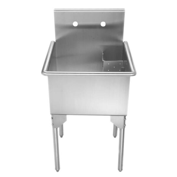 Whitehaus Collection Noah's Collection Freestanding Stainless Steel 26 in. 2 Hole Single Bowl Kitchen Sink in Brushed Stainless Steel