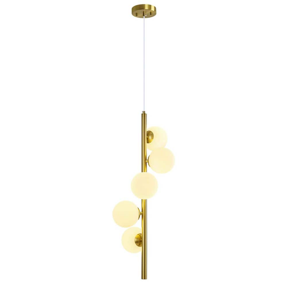 Home Lighting 40-Watt 5-Light 4.72 in. Modern Gold Glass Ball Chandelier, for Kitchen Islands, Bedrooms and Dining Rooms price history on PriceWatchPro
