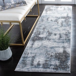 Craft Gray/Blue 2 ft. x 8 ft. Distressed Abstract Runner Rug