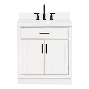 Hepburn 31 in. W x 22 in. D x 36 in. H Bath Vanity in White with White Pure Quartz Vanity Top with White Basin