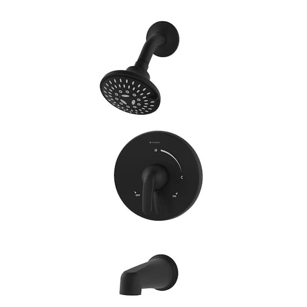 Symmons Elm 1-Handle Wall-Mounted Tub/Shower Trim Kit in Matte Black with Diverter Lever (Valve not Included)