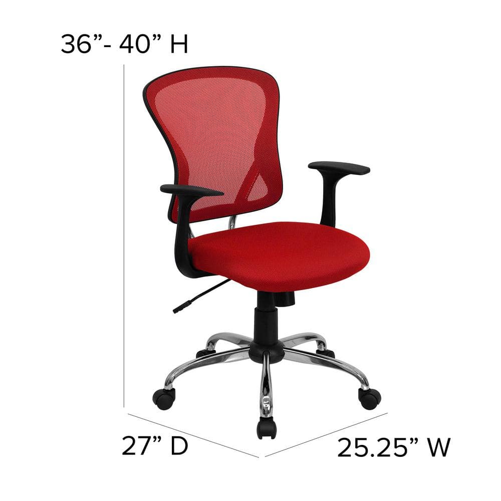 Contemporary Red Mesh Swivel Task Chair with Chrome Base