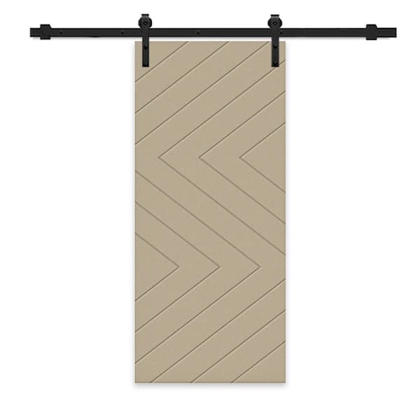 CALHOME 30 in. x 80 in. Unfinished Composite MDF Paneled Interior Sliding Barn Door with Hardware Kit