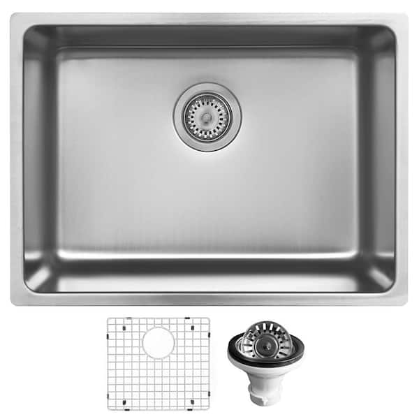 Karran 18-Gauge Stainless Steel 23 in. Single Bowl Undermount Kitchen ...