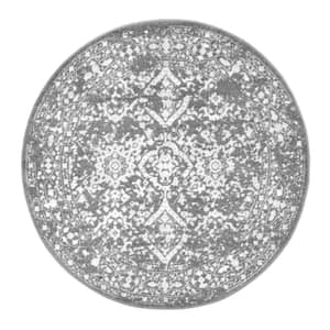 Odell Distressed Persian Silver 4 ft. Round Indoor Area Rug