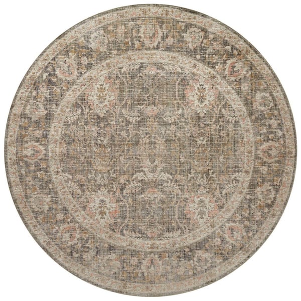 Chris Love Julia Rosemarie Sage / Blush 3 ft. 2 in. x 3 ft. 2 in. Round Traditional Accent Rug