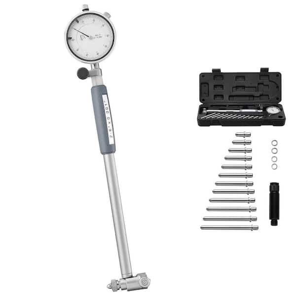 Dial Test Indicator and Bore Gauge Measuring Tool Set, Dial Indicator 0.001 in. Accuracy, 2-6 in. Bore Range with Rod