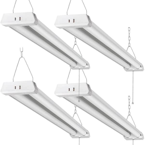4 ft. Linkable LED Shop Light, 42-Watt, 4800 Lumens, 5000K Daylight, Pull Chain Control, Linear Fixture, (4-Pack)