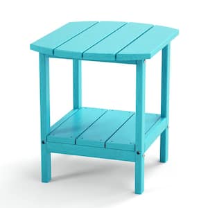 Exquisite Design Utility End Table Double Layer Outdoor Side Table for Backyard(Lake Blue)