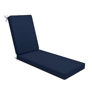 26 in. x 72 in. Outdoor Chaise Lounge Cushions for Patio Furniture, Water-resistant Cushion with Ties in Navy Blue
