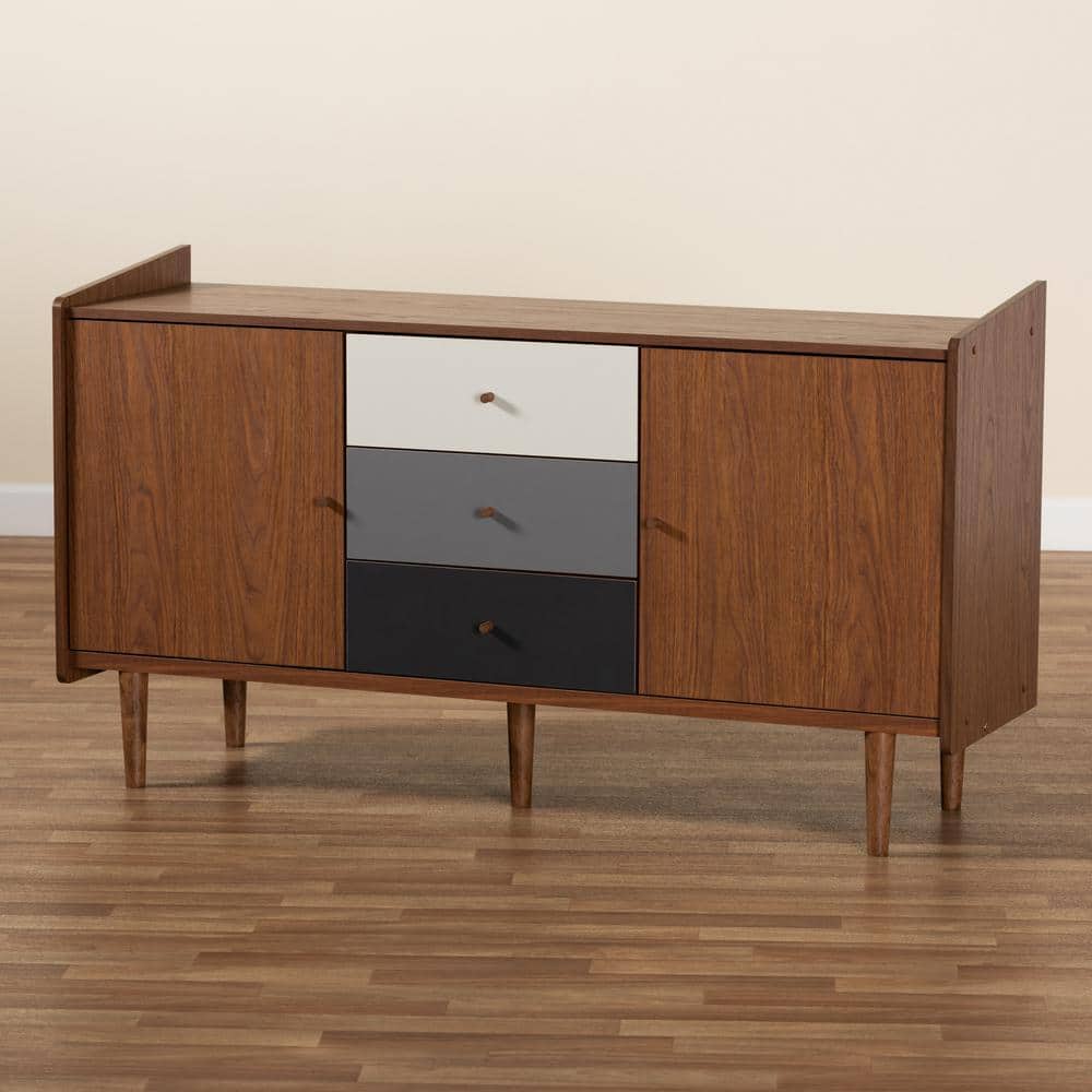 Halden Mid-Century Walnut & Grey Gradient 2-Door Sideboard