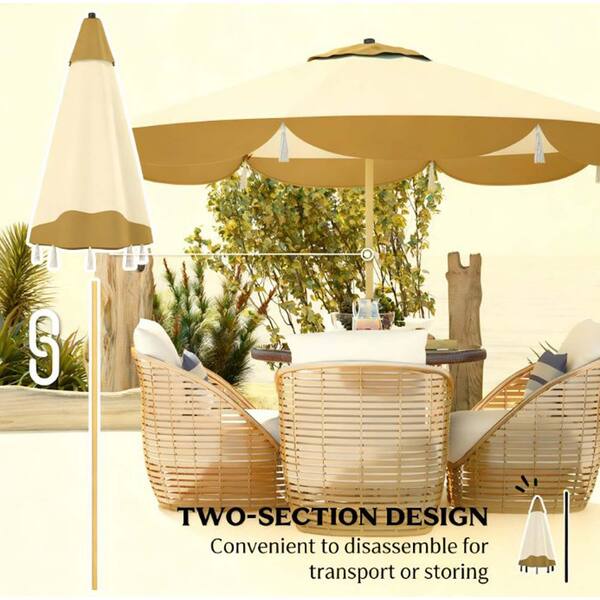hampton bay andrews 8 ft patio umbrella in beige ABCCANOPY 9FT Scalloped Table Market Umbrella, Khaki free aluminum frame Hampton Umbrella 2.2m  NALA