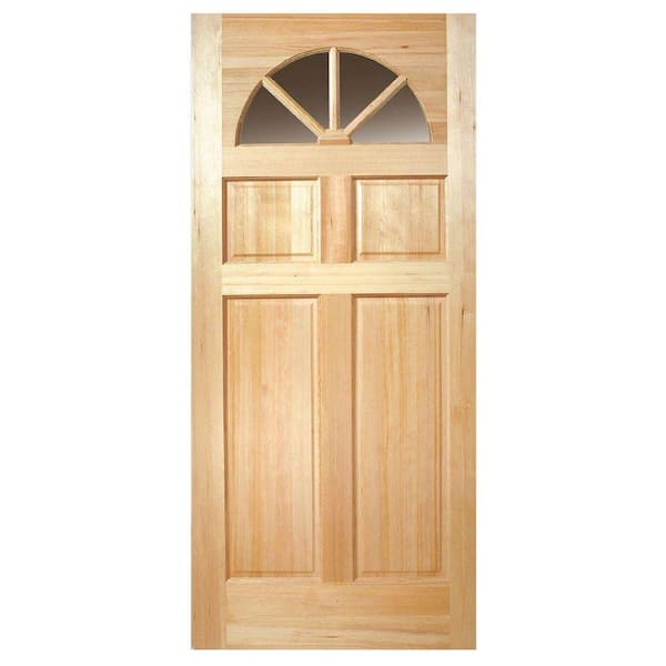 Steves & Sons 36 in. x 80 in. Fan Lite Clear Glass Unfinished Fir Wood Front Door Slab