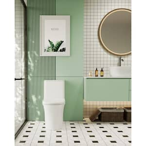 1-Piece 1.1/1.6 GPF 360° Dual Flush Comfortable Height Elongated Toilet Map Flush 1000 g in White, Seat Included